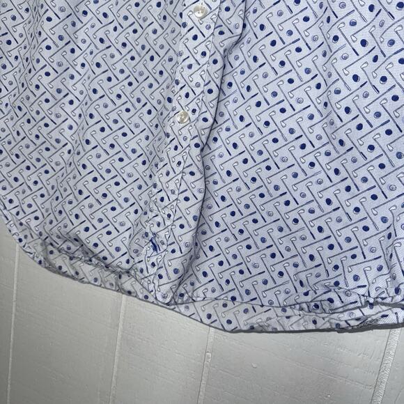 TAYLORBYRD Collection Men’s Golf Club Print Button Up Shirt Short Sleeve Blue M - Picture 4 of 6